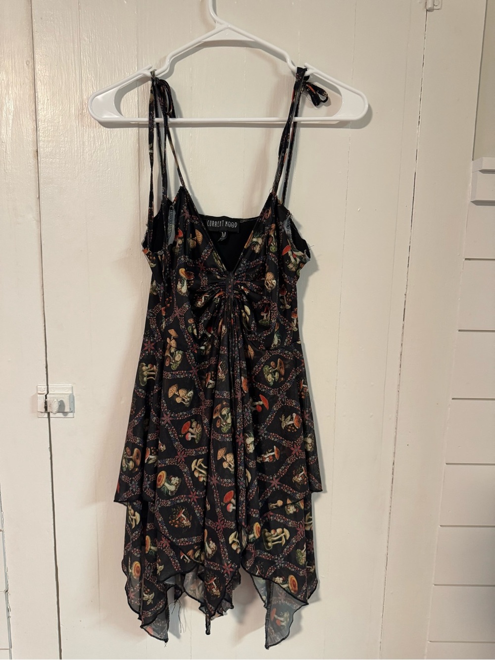 Current Mood Black Floral & Paisley Asymmetrical Handkerchief Dress